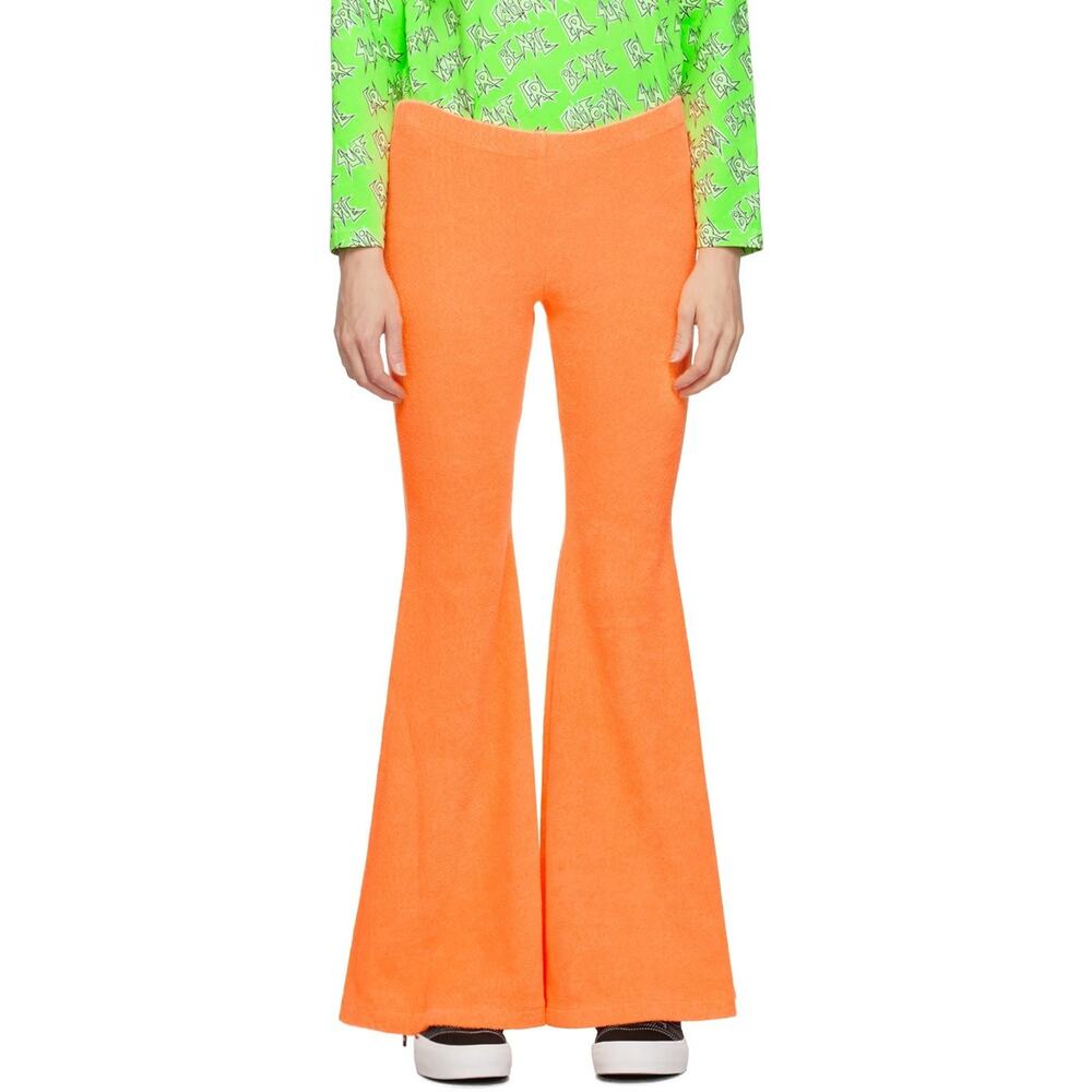 NWT ERL Venice Beach Orange Elasticized Flare Leg Pants Size L